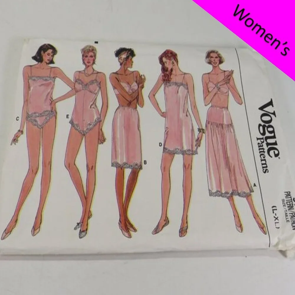 Vogue 9765  Sewing Pattern Undergarments Slip, Teddy, Camisole, Slip, Panties